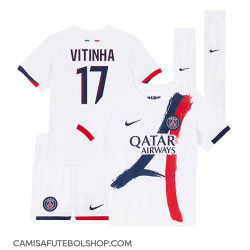 Camisa de time de futebol Paris Saint-Germain Vitinha #17 Replicas 2º Equipamento Infantil 2024-25 Manga Curta (+ Calças curtas)